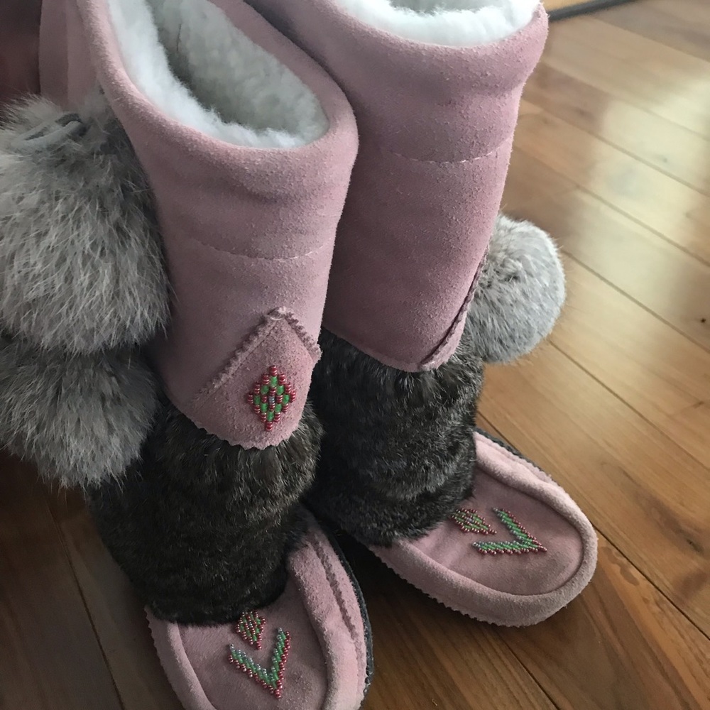 Suede leather & fur boots
